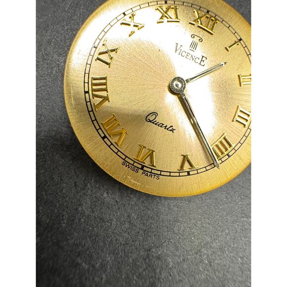 Vintage Vicence Milor Italian Quartz Swiss Watch Yellow Gold Case Movemnt